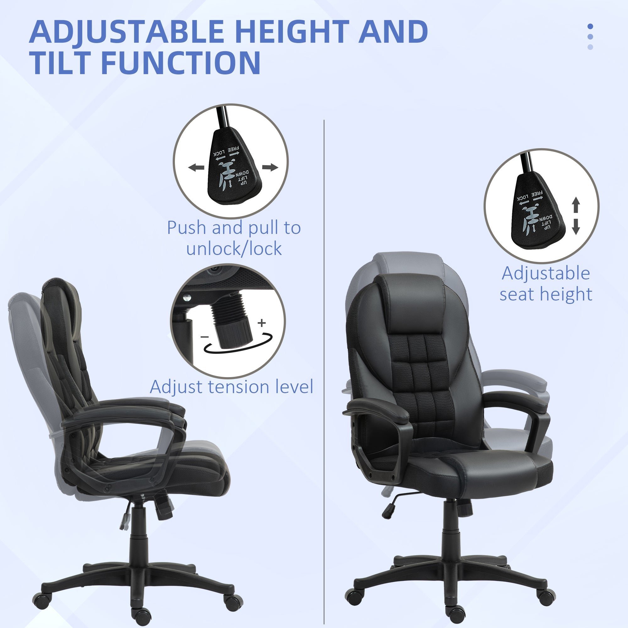 Faux Leather Home And Office Chair 65cm Wide With Castors - Velmora
