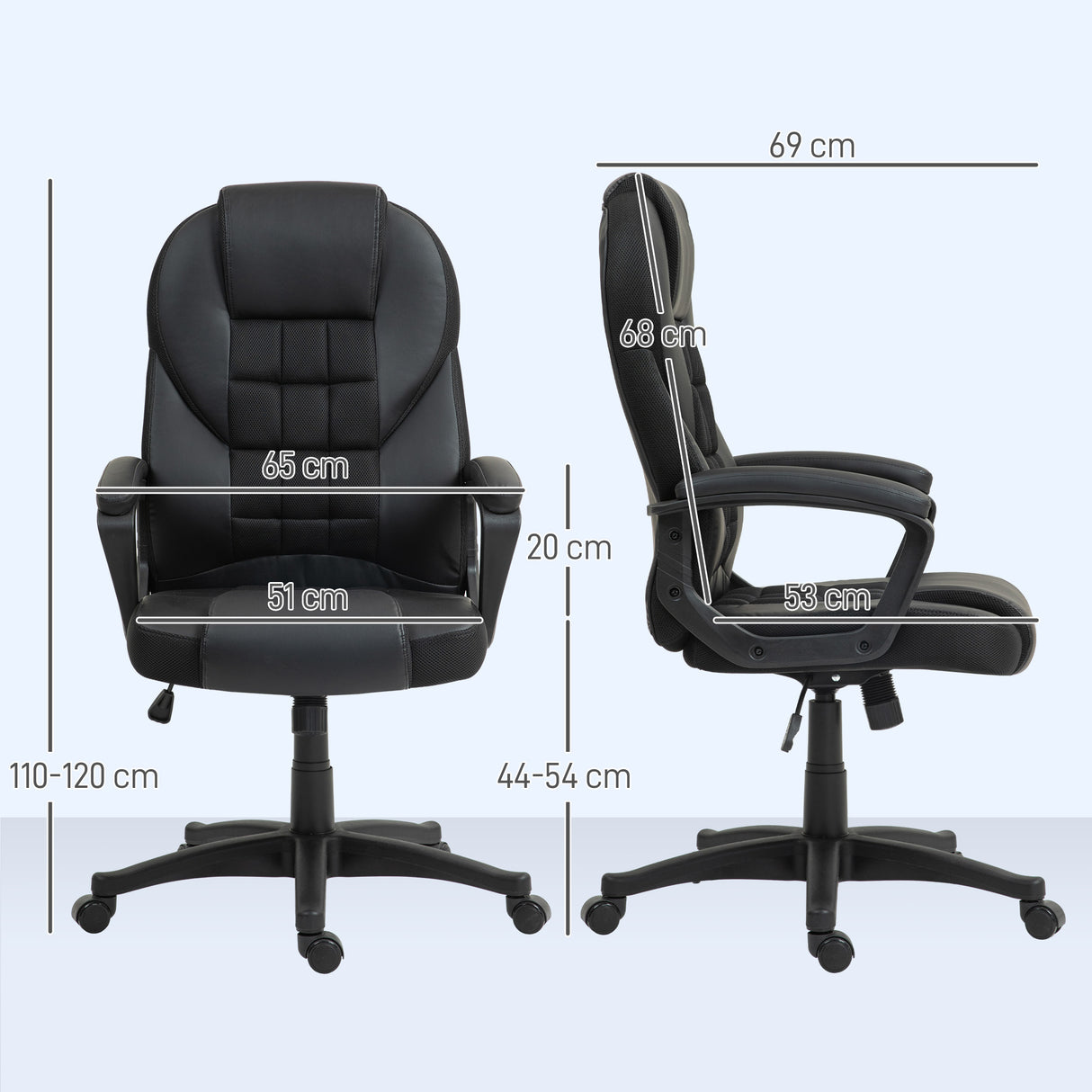 Faux Leather Home And Office Chair 65cm Wide With Castors - Velmora