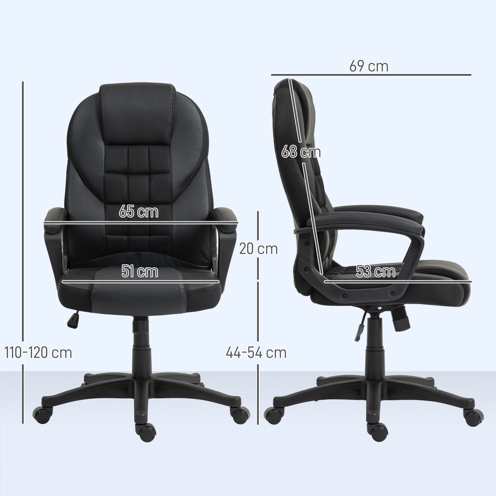 Faux Leather Home And Office Chair 65cm Wide With Castors - Velmora