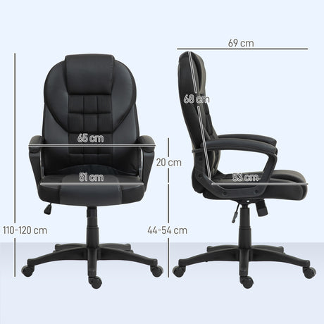 Faux Leather Home And Office Chair 65cm Wide With Castors - Velmora