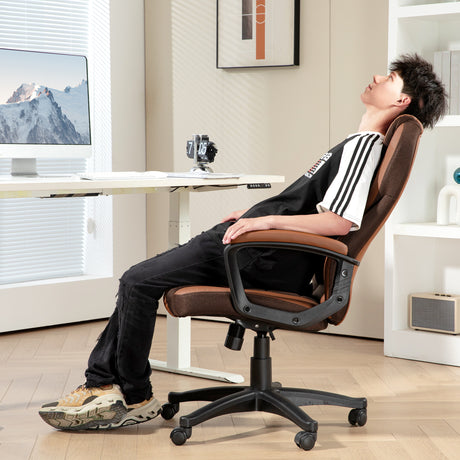 Faux Leather Home And Office Chair 65cm Wide With Castors - Velmora