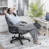 Faux Leather Home And Office Chair 65cm Wide With Castors - Velmora