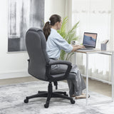 Faux Leather Home And Office Chair 65cm Wide With Castors - Velmora