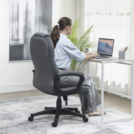 Faux Leather Home And Office Chair 65cm Wide With Castors - Velmora