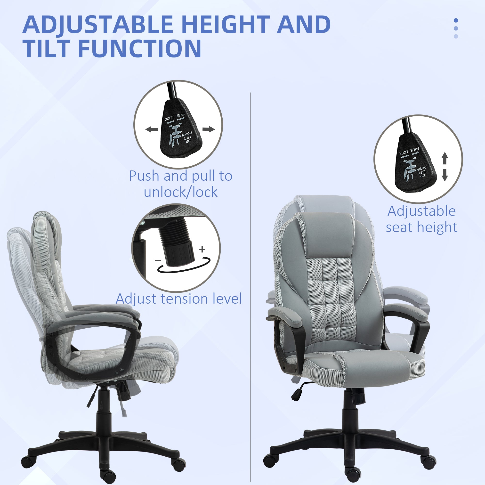 Faux Leather Home And Office Chair 65cm Wide With Castors - Velmora