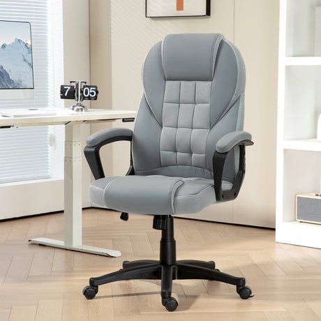 Faux Leather Home And Office Chair 65cm Wide With Castors - Velmora