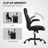 Faux Leather Home And Office Chair 65cm Wide With Flip Up Armrest - Velmora
