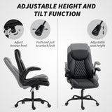 Faux Leather Home And Office Chair 65cm Wide With Flip Up Armrest - Velmora