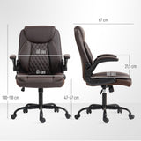 Faux Leather Home And Office Chair 65cm Wide With Flip Up Armrest - Velmora