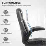 Faux Leather Home And Office Chair 65cm Wide With Flip Up Armrest - Velmora