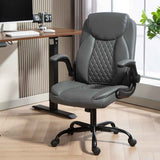 Faux Leather Home And Office Chair 65cm Wide With Flip Up Armrest - Velmora