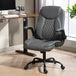 Faux Leather Home And Office Chair 65cm Wide With Flip Up Armrest - Velmora