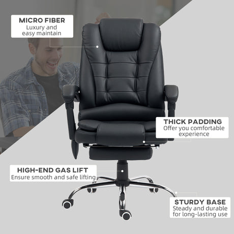 Faux Leather Home And Office Chair 65cm Wide With Footrest - Velmora