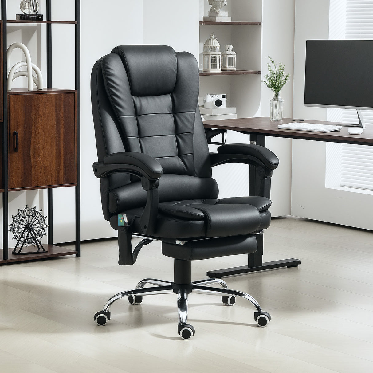 Faux Leather Home And Office Chair 65cm Wide With Footrest - Velmora