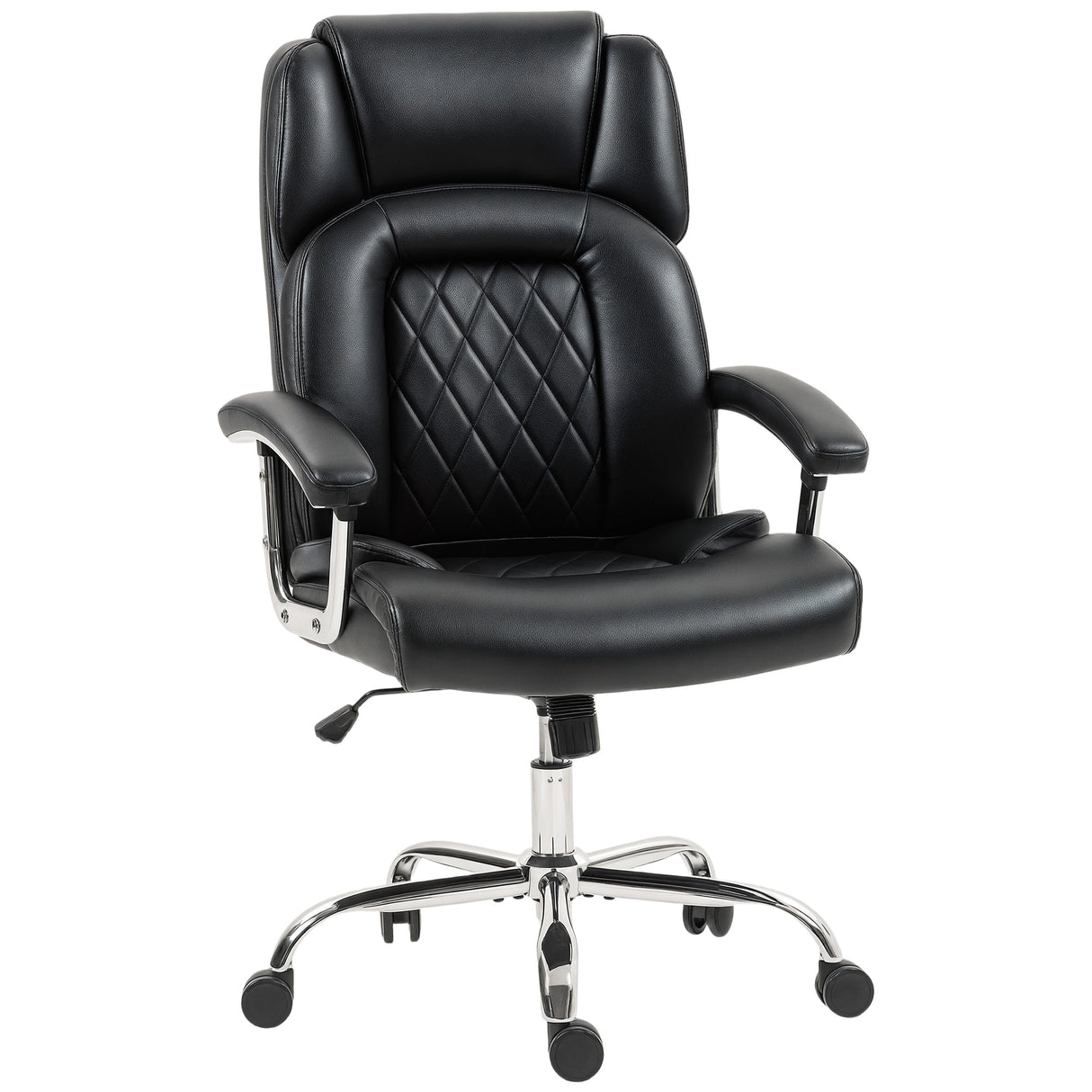 Faux Leather Home And Office Chair 65cm Wide With Spring Cushion - Velmora