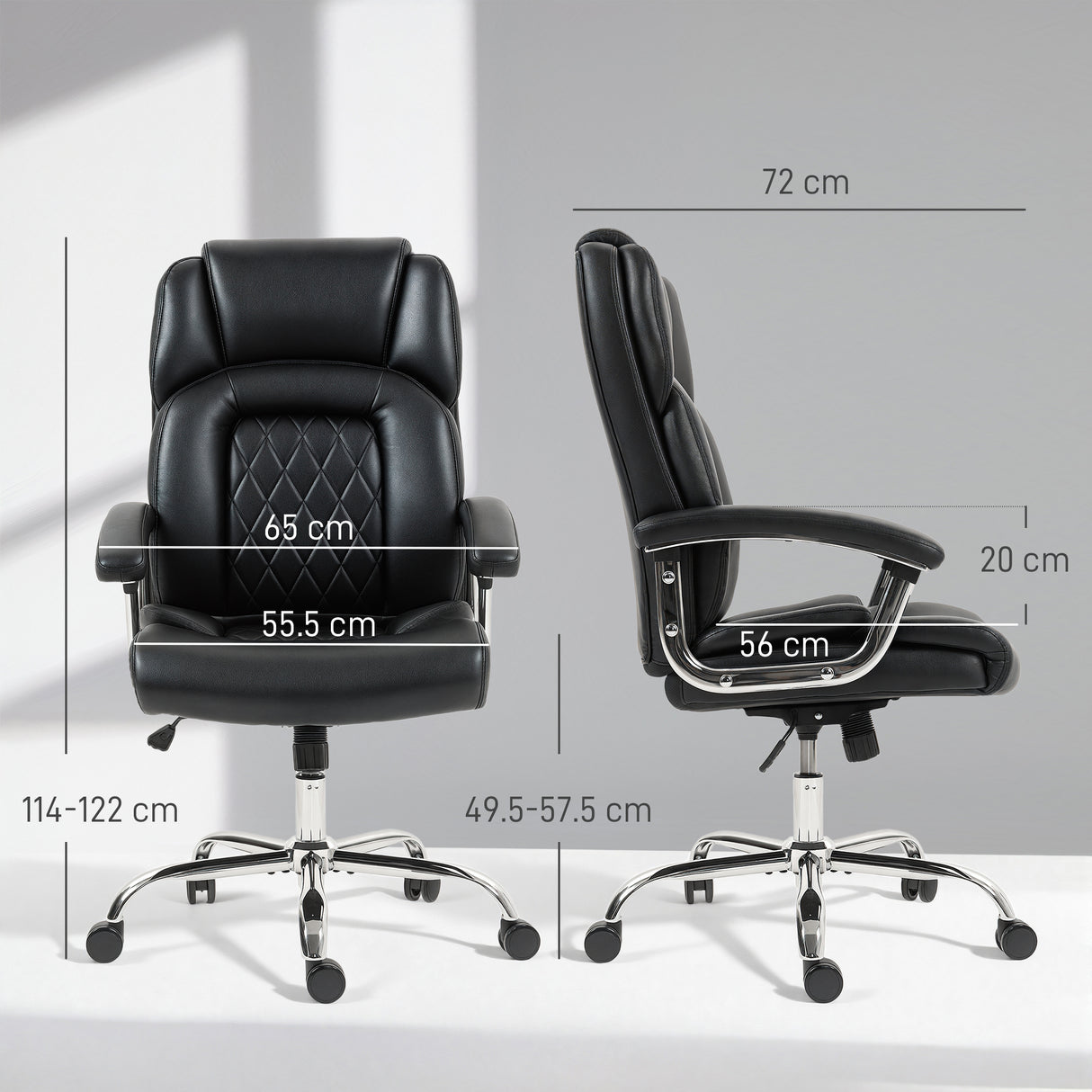 Faux Leather Home And Office Chair 65cm Wide With Spring Cushion - Velmora