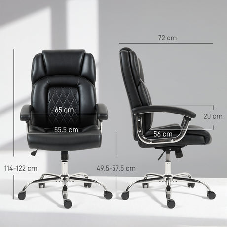 Faux Leather Home And Office Chair 65cm Wide With Spring Cushion - Velmora