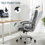 Faux Leather Home And Office Chair 65cm Wide With Spring Cushion - Velmora