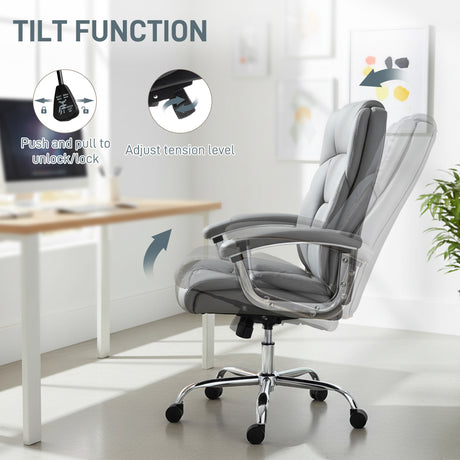 Faux Leather Home And Office Chair 65cm Wide With Spring Cushion - Velmora