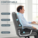 Faux Leather Home And Office Chair 65cm Wide With Spring Cushion - Velmora