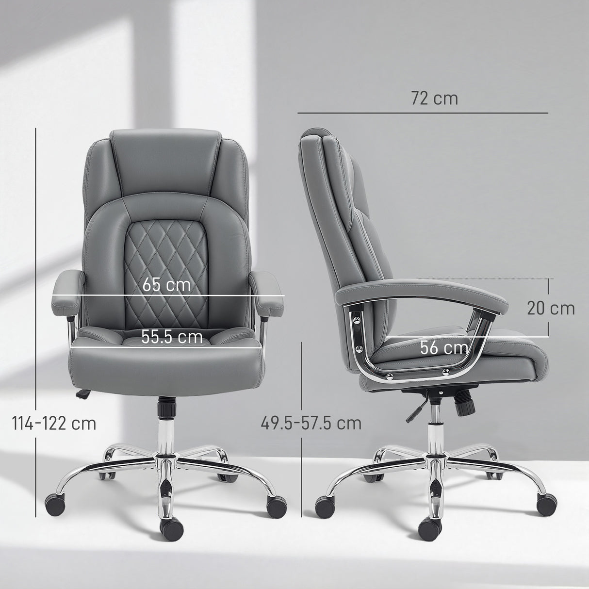 Faux Leather Home And Office Chair 65cm Wide With Spring Cushion - Velmora