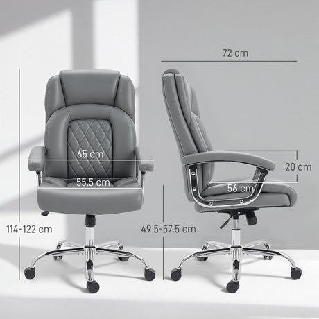 Faux Leather Home And Office Chair 65cm Wide With Spring Cushion - Velmora