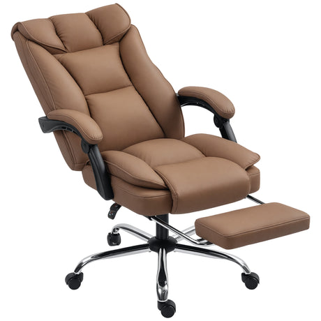 Faux Leather Home And Office Chair 66cm Wide With Footrest And Double Layer Padding - Velmora