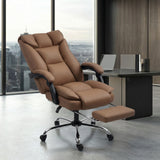 Faux Leather Home And Office Chair 66cm Wide With Footrest And Double Layer Padding - Velmora