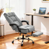 Faux Leather Home And Office Chair 66cm Wide With Footrest And Double Layer Padding - Velmora