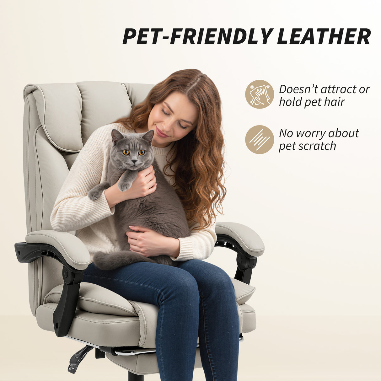 Faux Leather Home And Office Chair 66cm Wide With Footrest And Double Layer Padding - Velmora