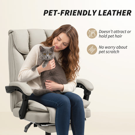 Faux Leather Home And Office Chair 66cm Wide With Footrest And Double Layer Padding - Velmora