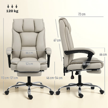 Faux Leather Home And Office Chair 66cm Wide With Footrest And Double Layer Padding - Velmora