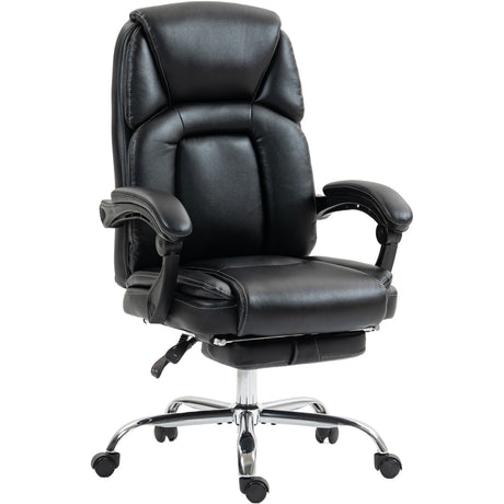 Faux Leather Home And Office Chair 66cm Wide With Footrest And Wheels - Velmora
