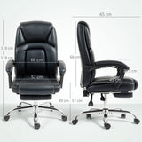 Faux Leather Home And Office Chair 66cm Wide With Footrest And Wheels - Velmora