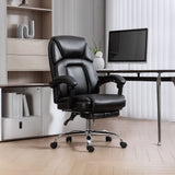 Faux Leather Home And Office Chair 66cm Wide With Footrest And Wheels - Velmora
