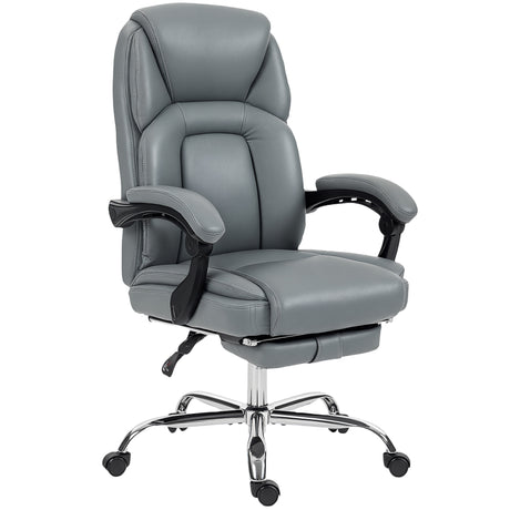Faux Leather Home And Office Chair 66cm Wide With Footrest And Wheels - Velmora
