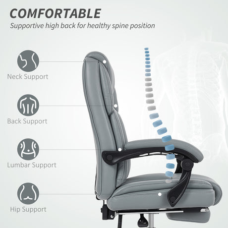 Faux Leather Home And Office Chair 66cm Wide With Footrest And Wheels - Velmora