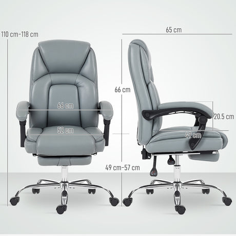 Faux Leather Home And Office Chair 66cm Wide With Footrest And Wheels - Velmora