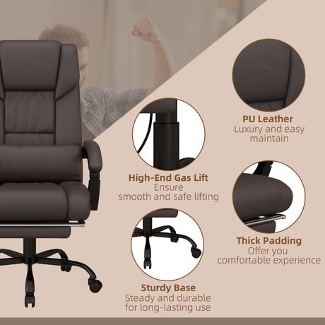 Faux Leather Home And Office Chair 66cm Wide With Footrest - Velmora