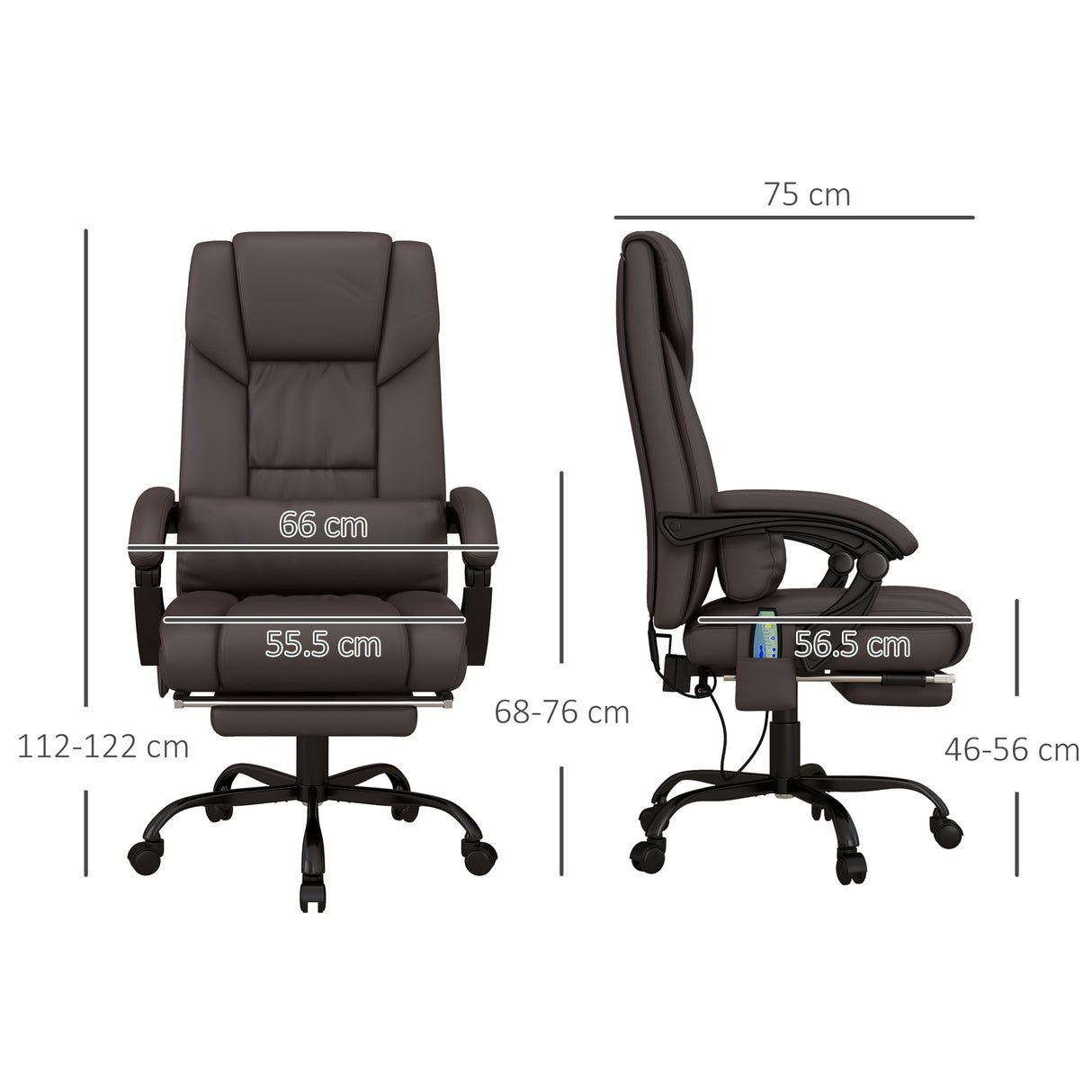 Faux Leather Home And Office Chair 66cm Wide With Footrest - Velmora