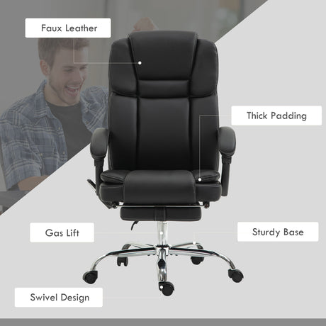 Faux Leather Home And Office Chair 66cm Wide With 6 Point Vibrating Massage - Velmora