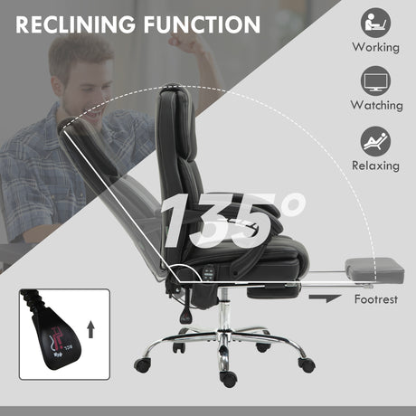 Faux Leather Home And Office Chair 66cm Wide With 6 Point Vibrating Massage - Velmora