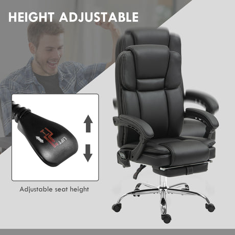 Faux Leather Home And Office Chair 66cm Wide With 6 Point Vibrating Massage - Velmora