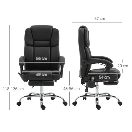 Faux Leather Home And Office Chair 66cm Wide With 6 Point Vibrating Massage - Velmora