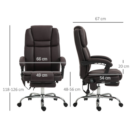 Faux Leather Home And Office Chair 66cm Wide With 6 Point Vibrating Massage - Velmora