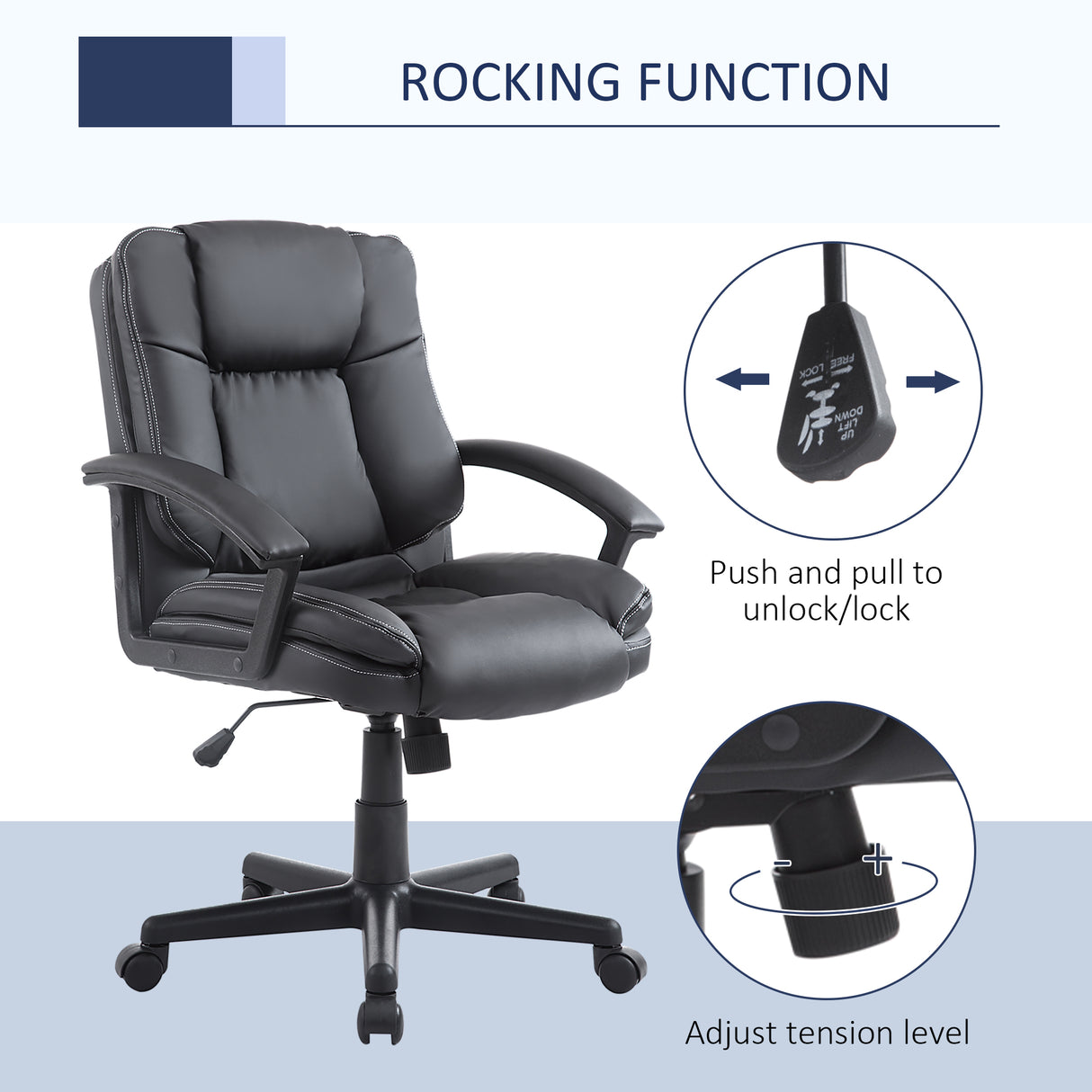 Faux Leather Home And Office Chair 67cm Wide - Velmora