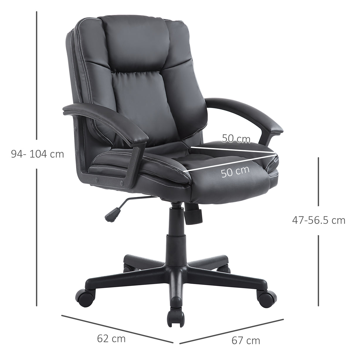 Faux Leather Home And Office Chair 67cm Wide - Velmora