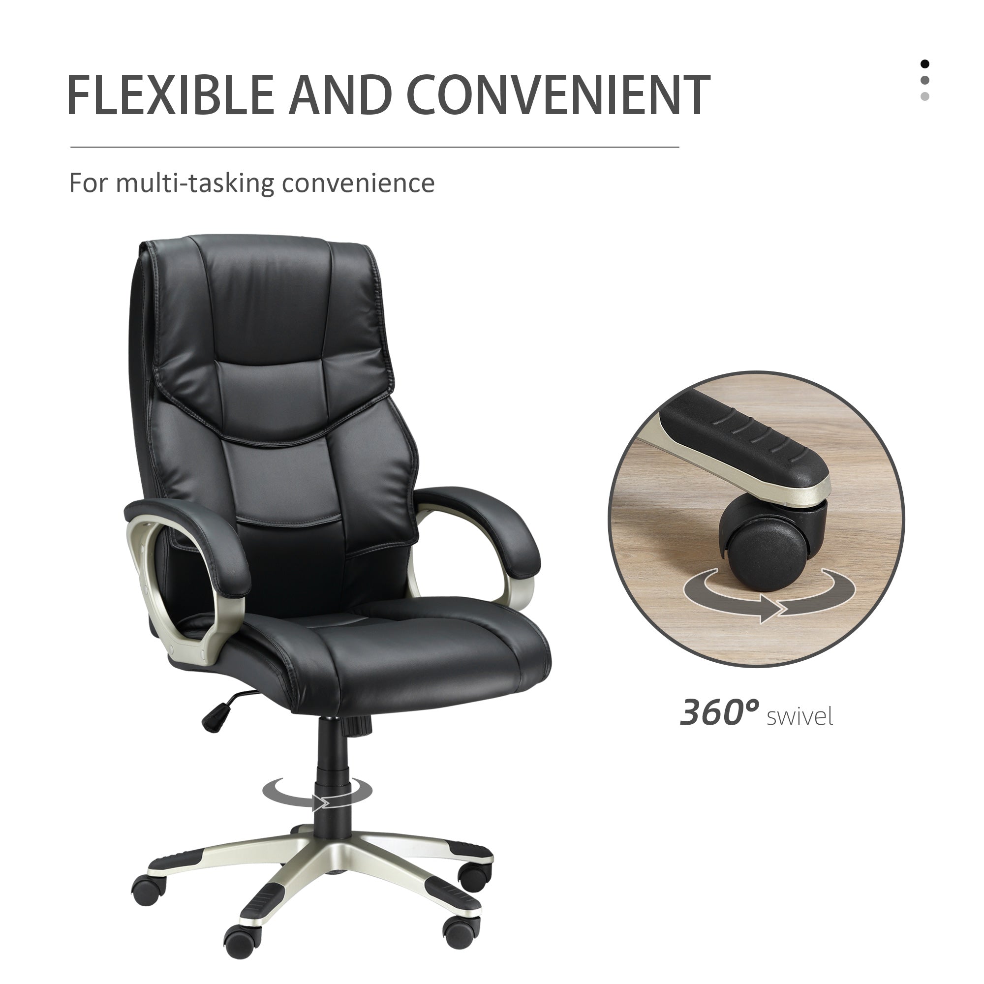 Faux Leather Home And Office Chair 68cm Wide - Velmora
