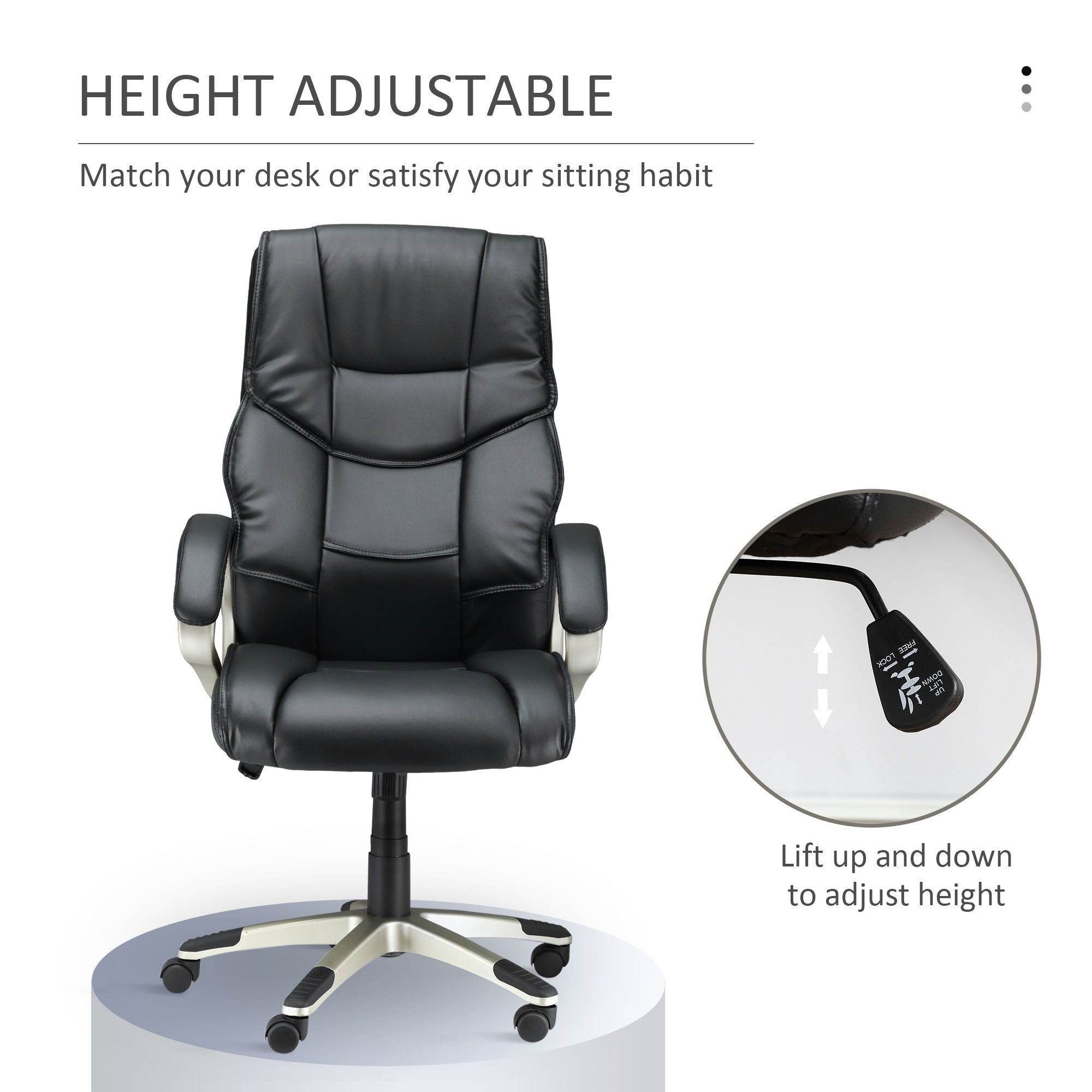 Faux Leather Home And Office Chair 68cm Wide - Velmora