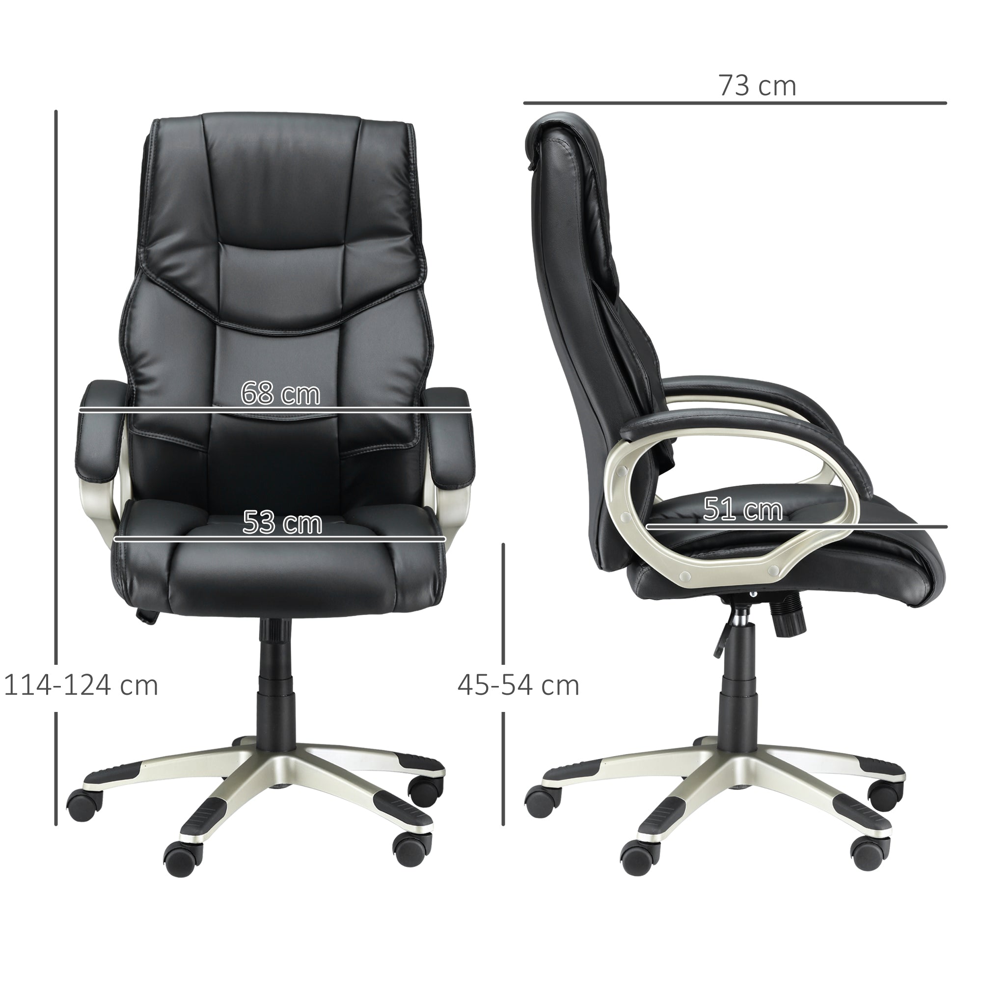 Faux Leather Home And Office Chair 68cm Wide - Velmora